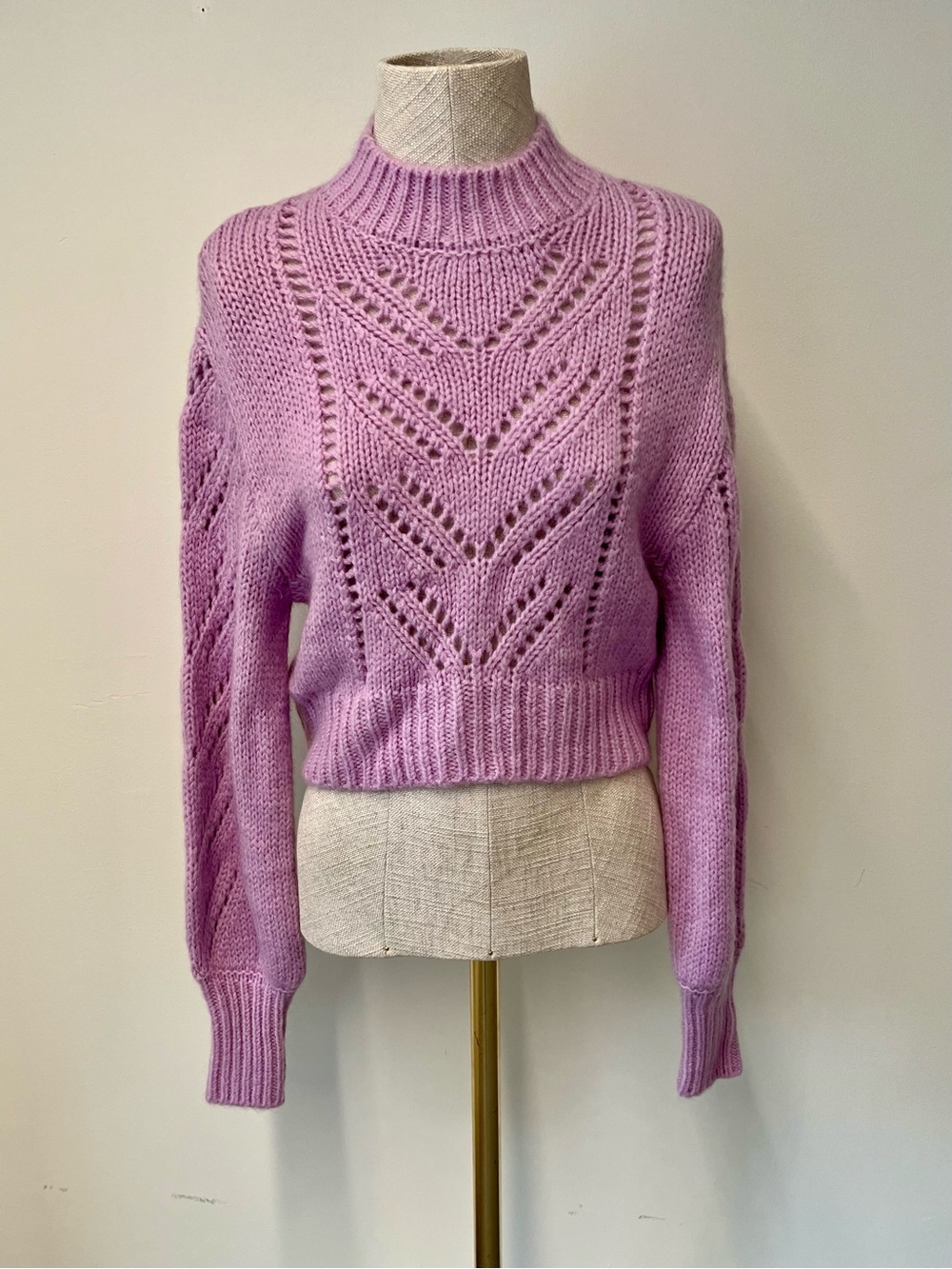 RED Valentino Lavender Openwork Mock-neck Sweater